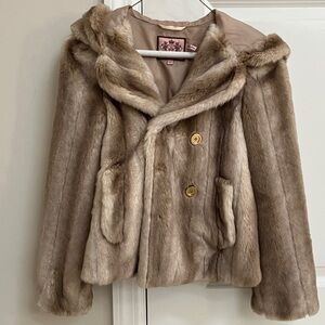 Juicy Couture Tan Faux Fur Coat